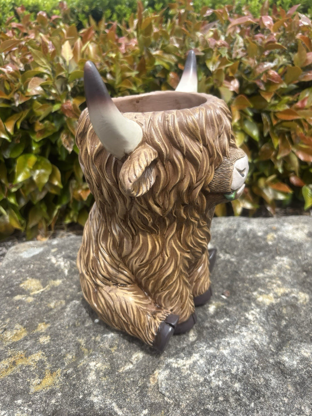 Highland Cow Resin Pot Planter Garden Ornament Sunflower Rustic Farmhouse Décor