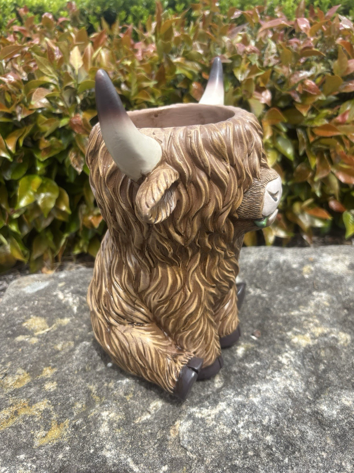 Highland Cow Resin Pot Planter Garden Ornament Sunflower Rustic Farmhouse Décor