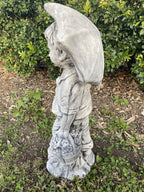 Boy Holding Umbrella Garden Statue - Pickup only