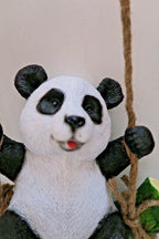 HANGING PANDA ON LOG  GARDEN STATUE