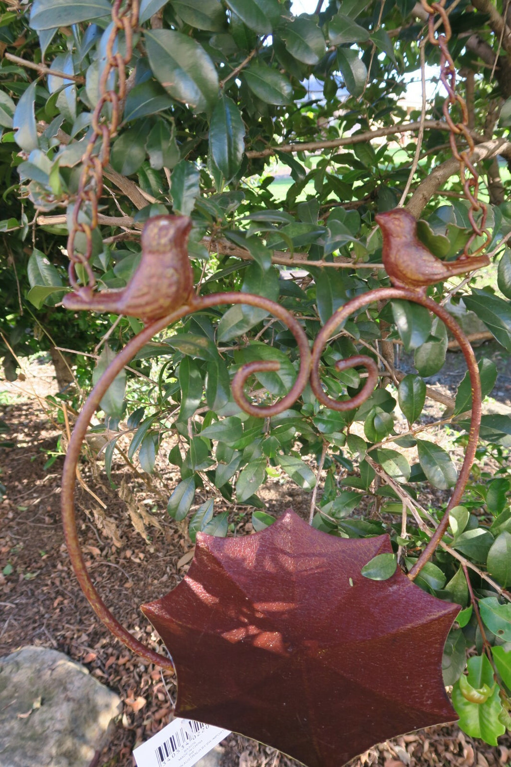Wild Bird Feeder With Two Birds Native Garden Outdoor Metal Hanging Design Silve