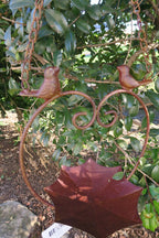 Wild Bird Feeder With Two Birds Native Garden Outdoor Metal Hanging Design Silve