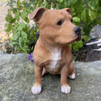 BROWN STAFFORDSHIRE -STAFFY PUPPY DOG ANIMAL MEMORIAL GARDEN STATUE ORNAMENT