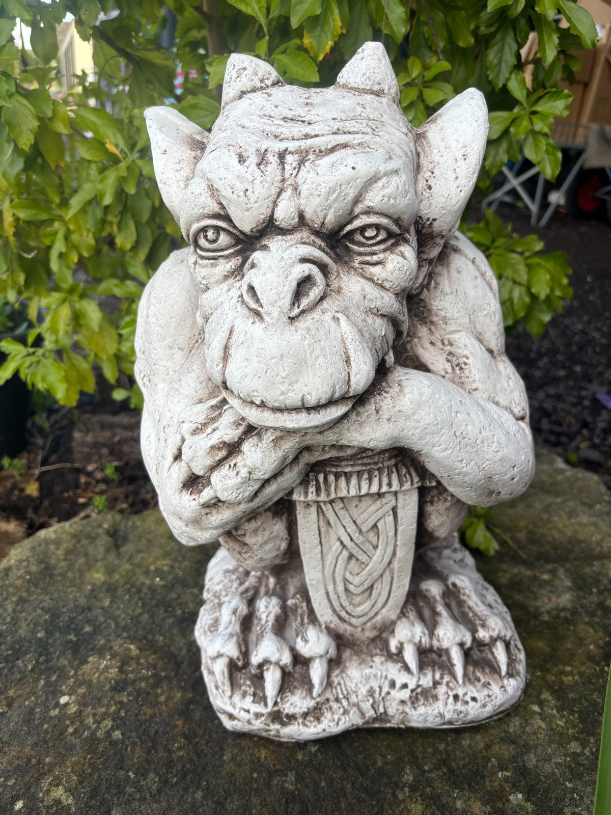 Gargoyle With Shield ,Gargoyle with Sword Garden Statue Ornament 46 cm High