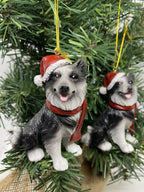 2 x Border Collie Dog Puppy Christmas Xmas Tree Decoration Statue Home Decor