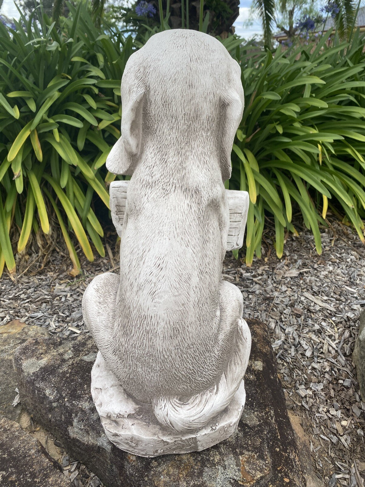 Dog Holding A Bone Welcome Sign Garden Statue Ornament Home Garden Decor