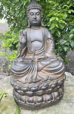 Fibre Clay Resin Buddha Statue 65cm – Sitting Buddha Garden Ornament