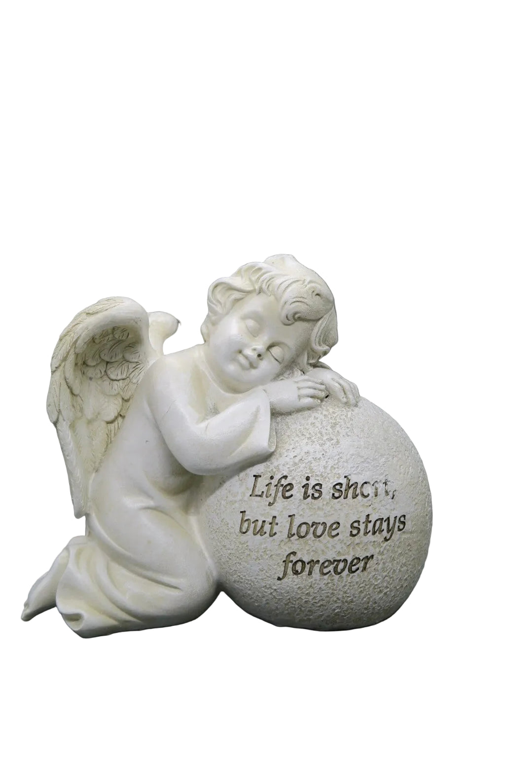 ❤️ Memorial Cemetery Inspirational Cherub On A Ball Statue Plaque 14 cm❤️