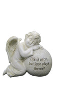 ❤️ Memorial Cemetery Inspirational Cherub On A Ball Statue Plaque 14 cm❤️