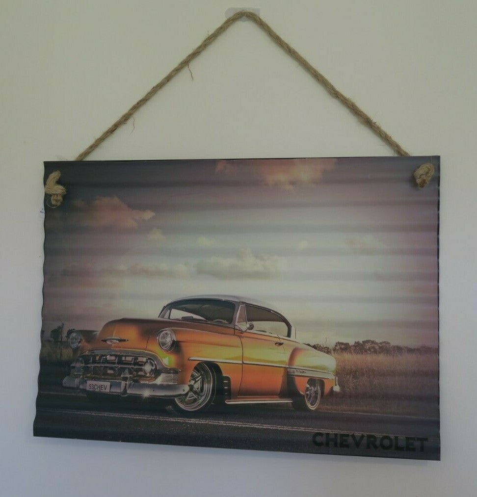 53 Chevy Chevrolet Tin Metal Corrugated Sign 40X30CM Licensed garage Shed Gift