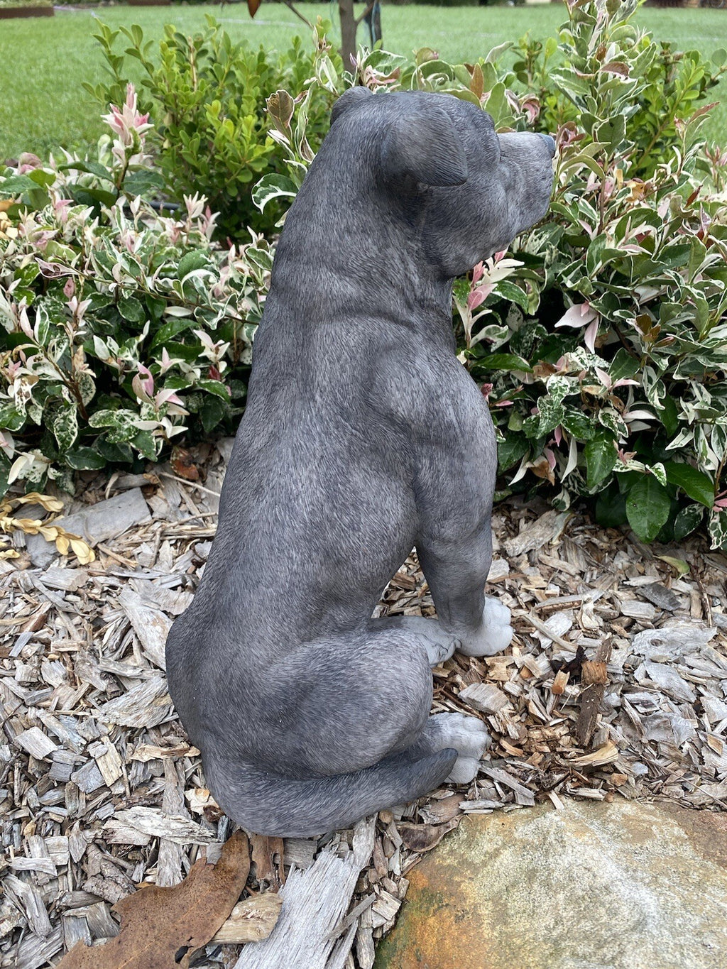 BLUE STAFFORDSHIRE -STAFFY PUPPY DOG ANIMAL GARDEN STATUE ORNAMENT FIGURINE
