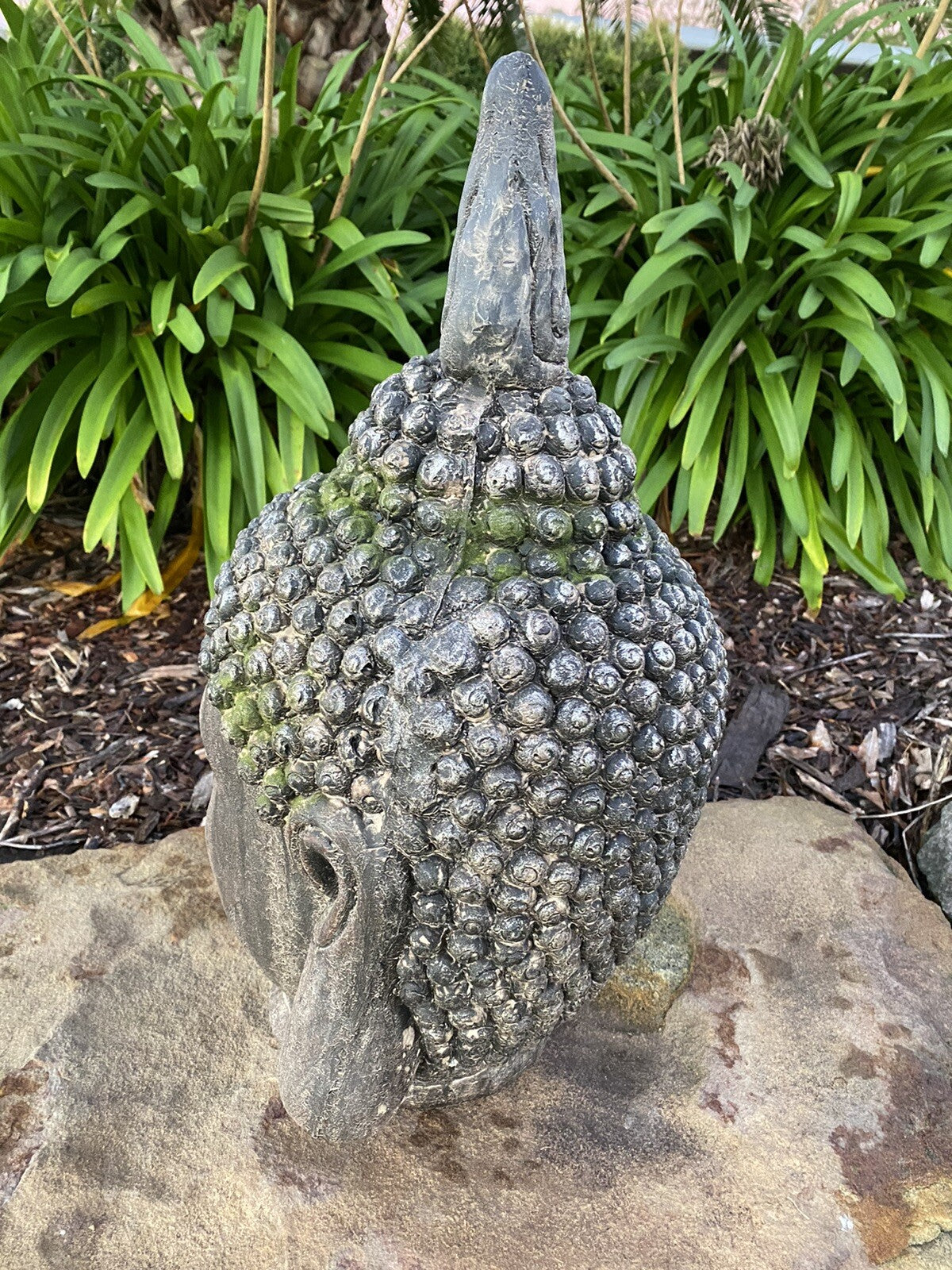 Antiqued Manjushri Buddha Head Statue Garden Ornament Sculpture 55cm