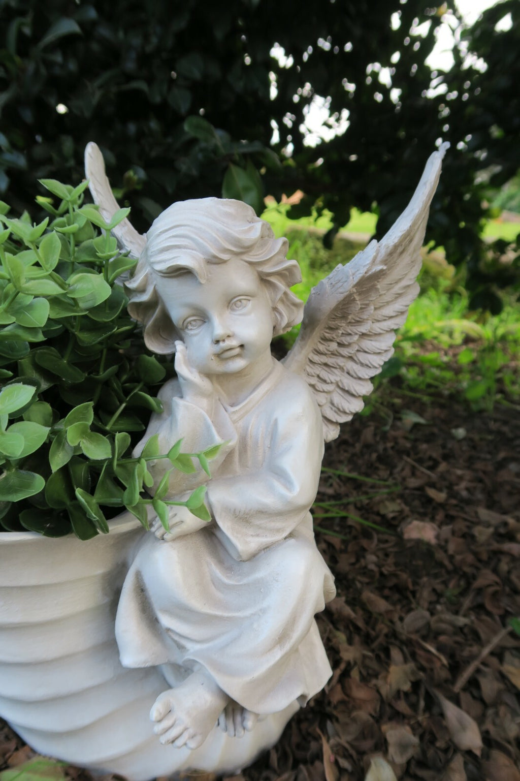Angel Seashell Pot Plant planter Statue Ornament Home Decor 32cm A