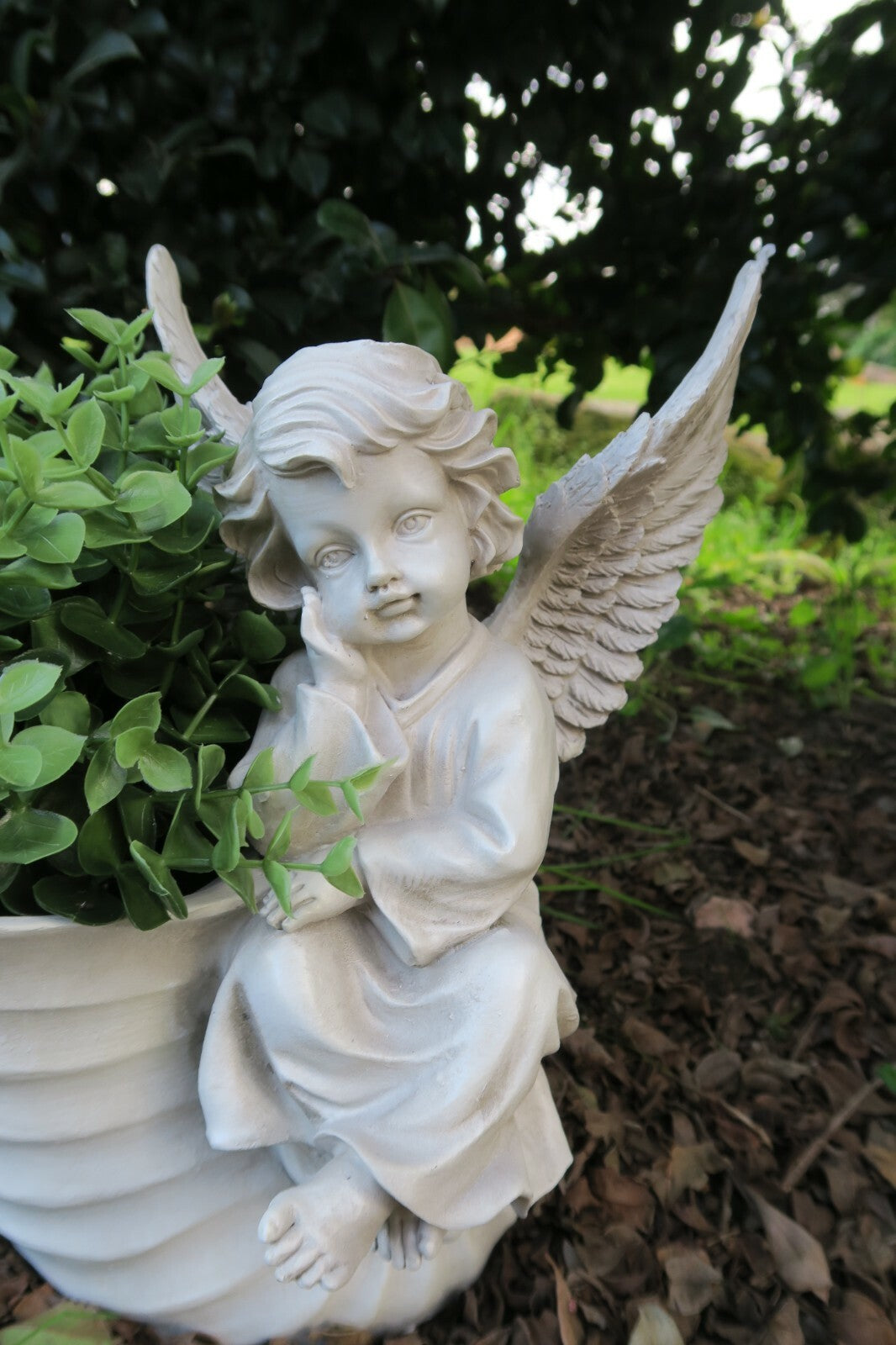 Angel Seashell Pot Plant planter Statue Ornament Home Decor 32cm A