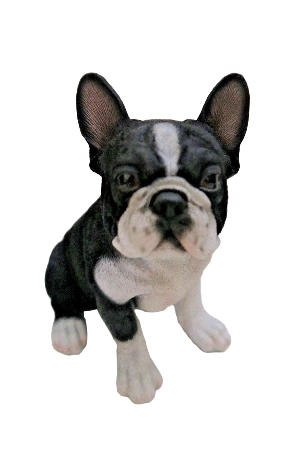 FRENCH BULLDOG BLK-WHI PUPPY DOG ANIMALGARDEN STATUE ORNAMENT FIGURINE SCULPTURE
