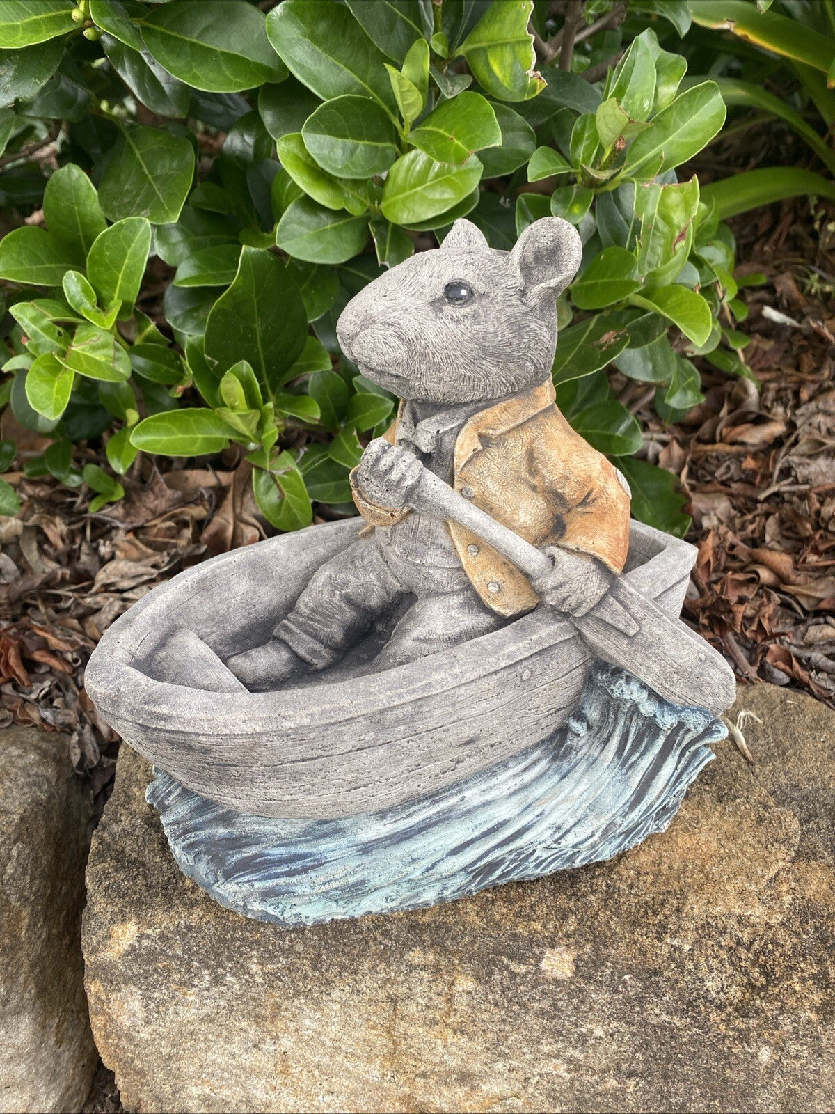 Mouse Boat Concrete Garden Statue Ornament  Australian Made