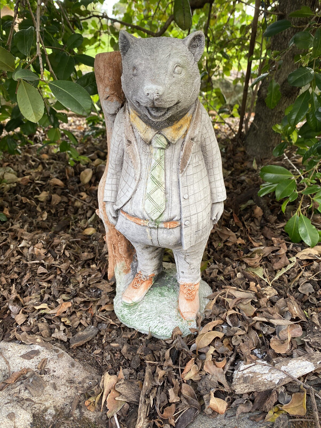 Willow Badger With Post Statue Animal Concrete Cement Garden Australian Made