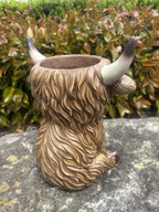 Highland Cow Resin Pot Planter Garden Ornament Sunflower Rustic Farmhouse Décor