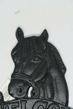 Cast Iron Antique Welcome Horse Hanging Sign Vintage Dark Brown