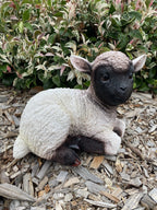 SUFFOLK SHEEP LAMB ANIMAL GARDEN STATUE ORNAMENT FIGURINE BLACK WHITE