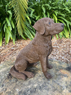 LABRADOR SITTING DOG PUPPY CHOCOLATE BROWN GUIDE GARDEN STATUE ORNAMENT MEMORIAL