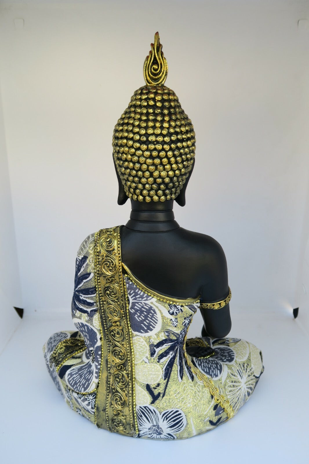 Meditating Thai Buddha In a Blue Gold Robe Statue Ornament Figurine Home Decor