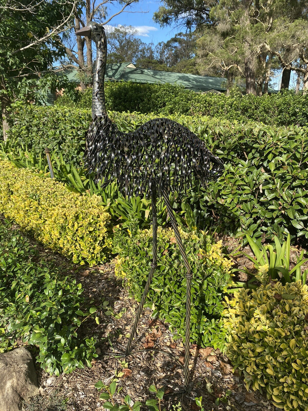 Metal Australian Emu Garden Ornament Bird Sculpture Statue Black 92cm