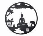 Iron Buddha Metal Hanging Wall Art 60 cm Round Rustic Outdoor Home Garden
