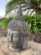 Antiqued Manjushri Buddha Head Statue Garden Ornament Sculpture 55cm