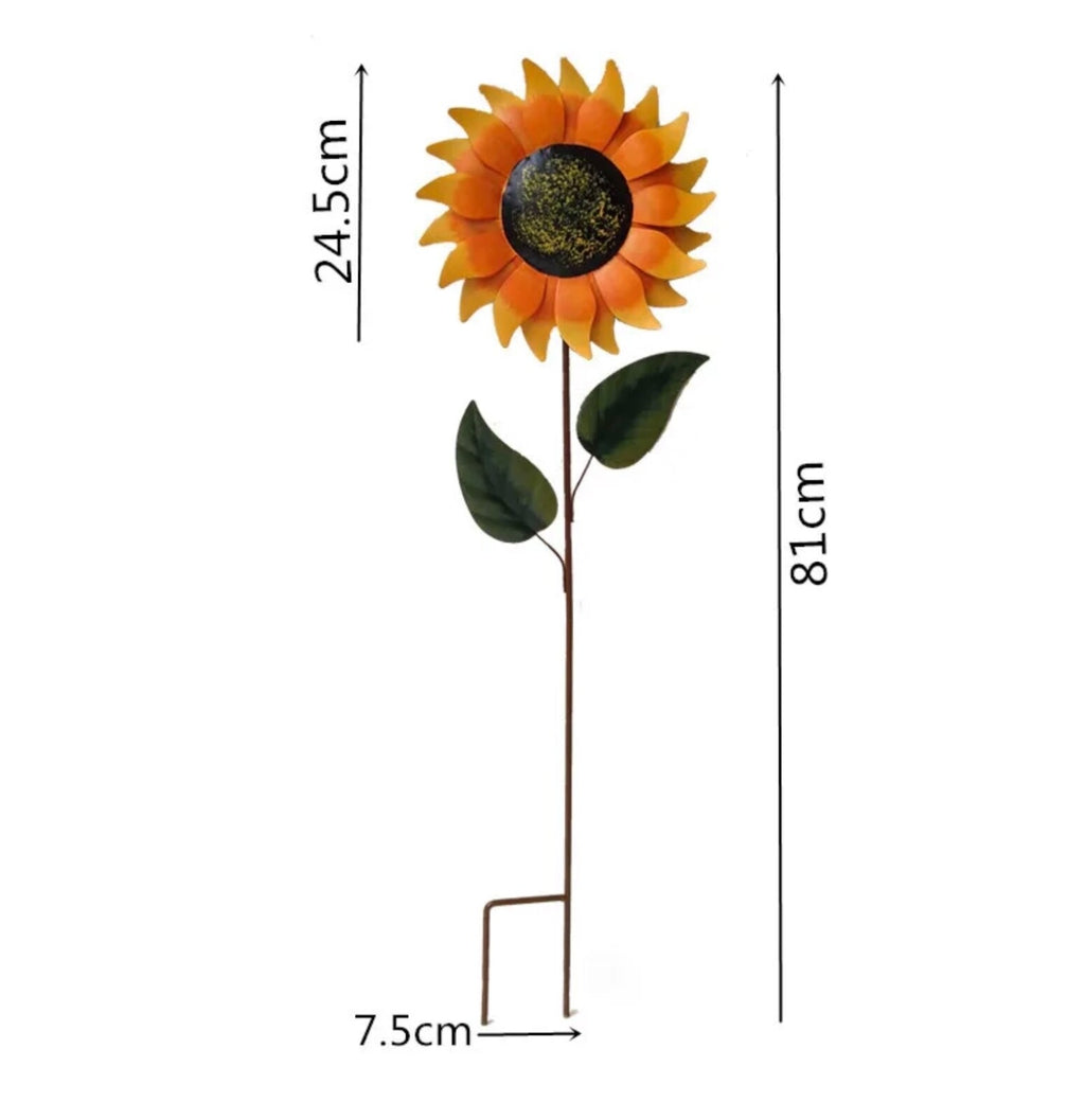 Metal Sunflower Garden Stake Outdoor Yard Art Ornament Sculpture Home Decoration