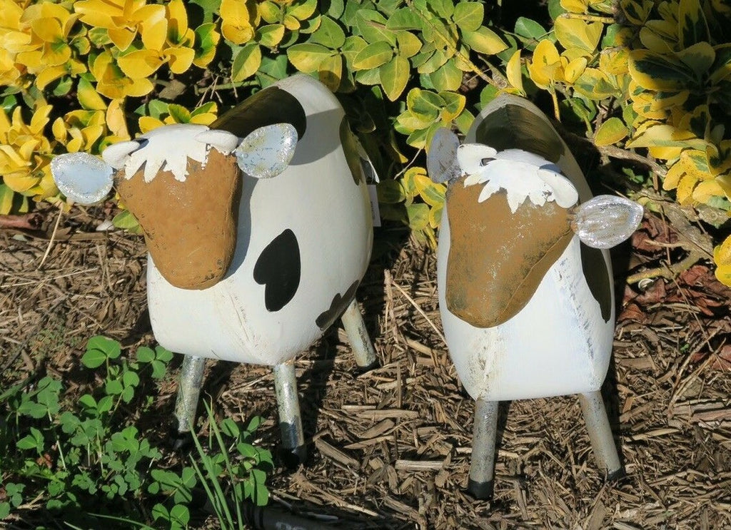 Cow Statue Metal Garden Ornament Home Decor Sculpture Farm Animals