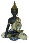 Meditating Thai Buddha In a Blue Gold Robe Statue Ornament Figurine Home Decor