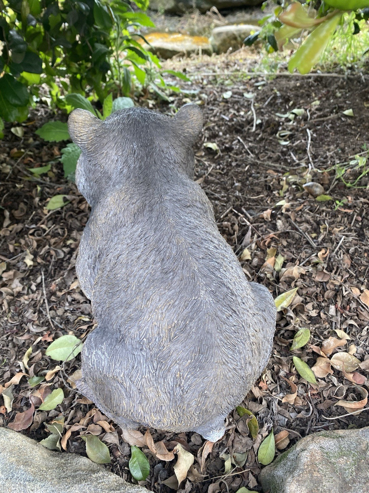 AUSTRALIAN WOMBAT EATING A LEAF GARDEN STATUE