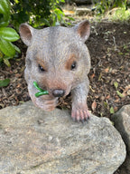 AUSTRALIAN WOMBAT EATING A LEAF GARDEN STATUE