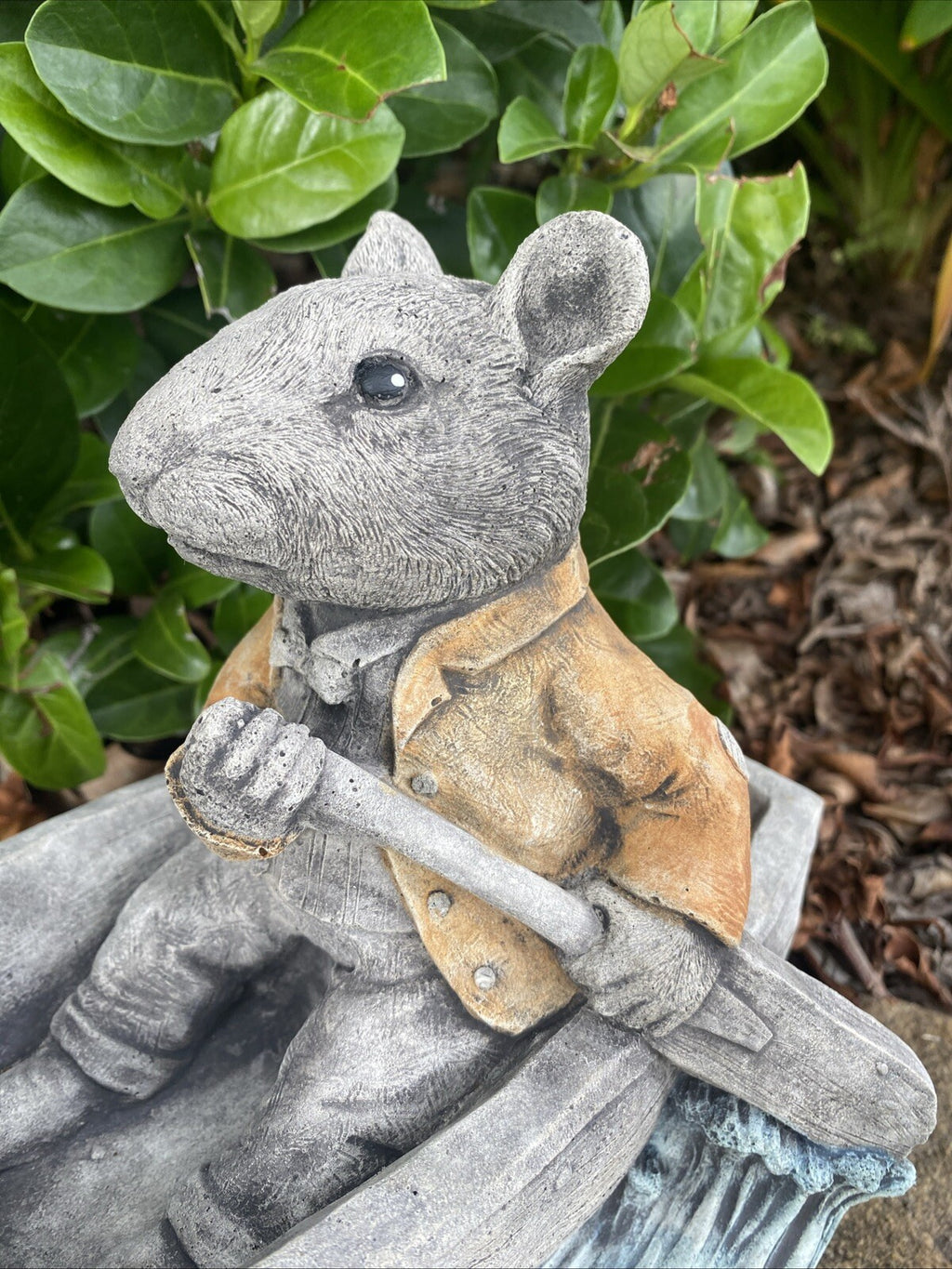 Mouse Boat Concrete Garden Statue Ornament  Australian Made