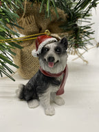 2 x Border Collie Dog Puppy Christmas Xmas Tree Decoration Statue Home Decor