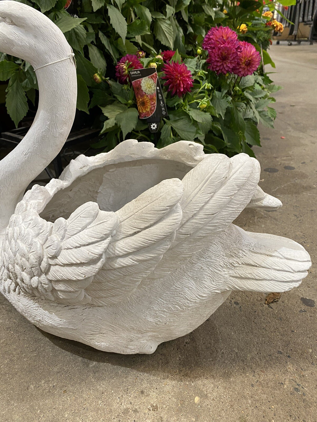 Swan Planter Pot Plant Garden Sculpture Statue White Hamptons Large White