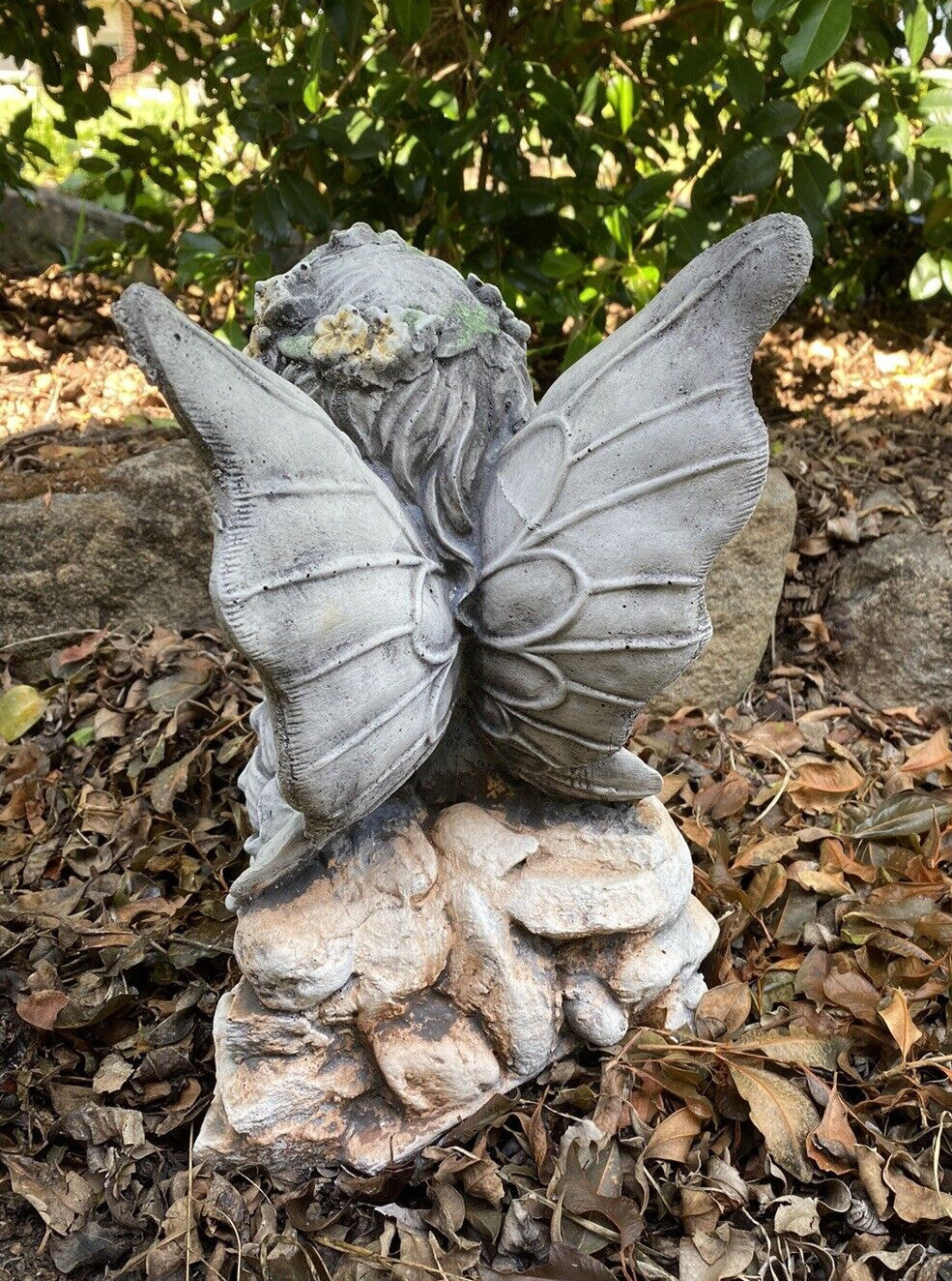 Fairy Thinking Statue Sitting Concrete Cement Garden Australian Made Grey
