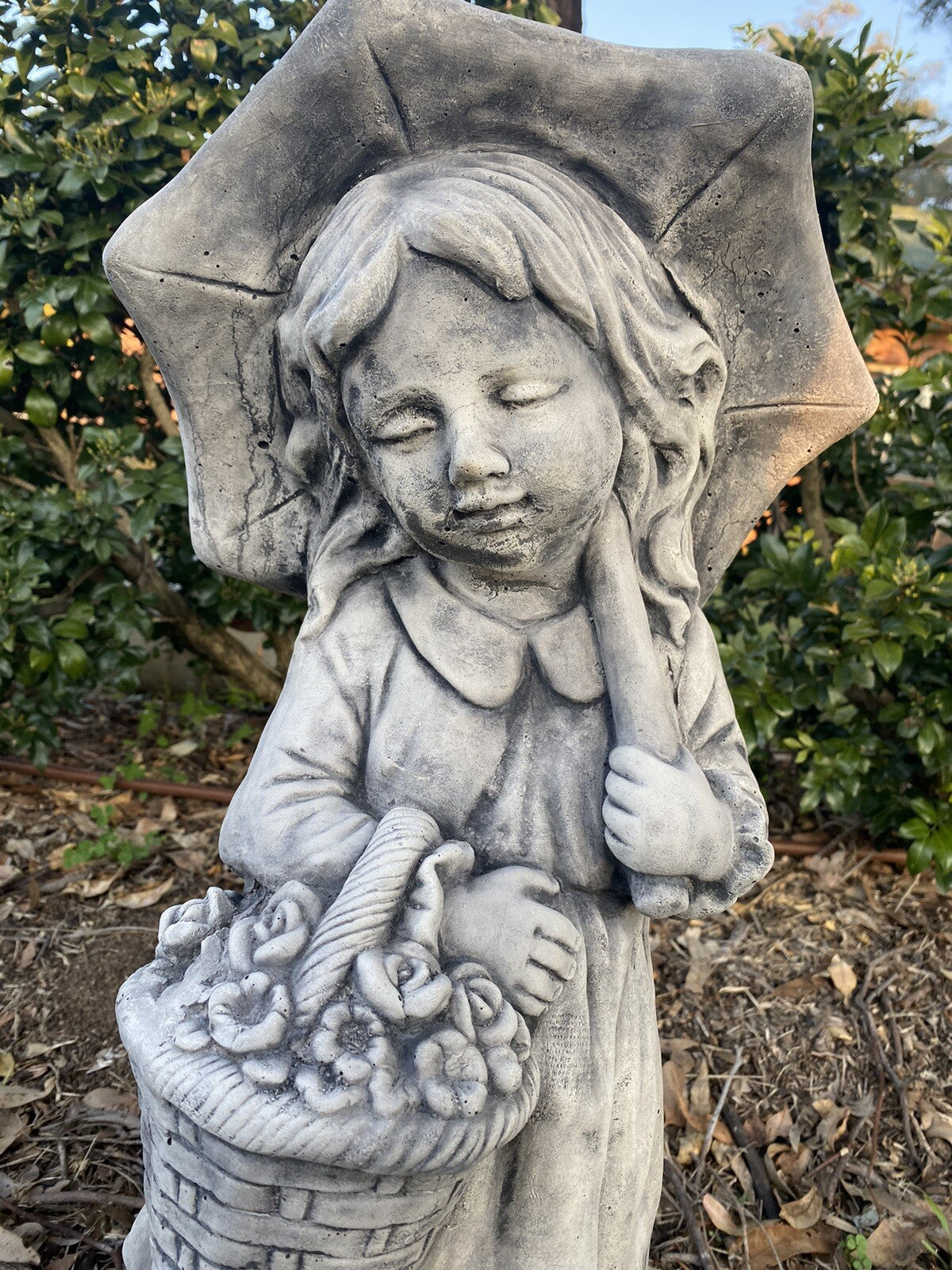 Girl Holding Umbrella Garden Statue - Pick up only