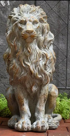Lion Statue Guardian Garden Ornament Sculpture Chinese Feng Shu Antique 53cm