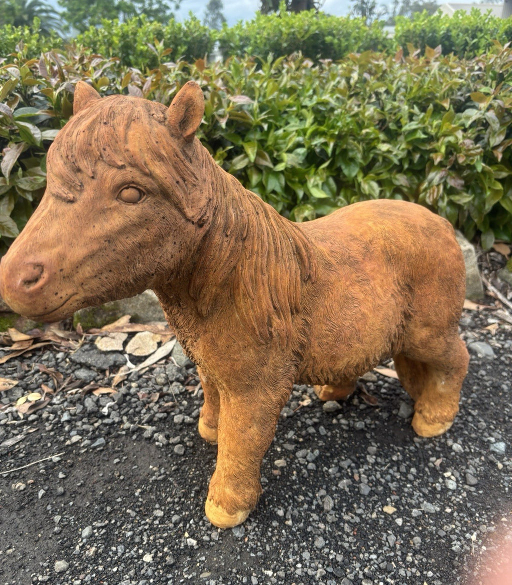 Concrete Horse Garden Statue Rustic Finish Outdoor Animal Ornament Pick up Only
