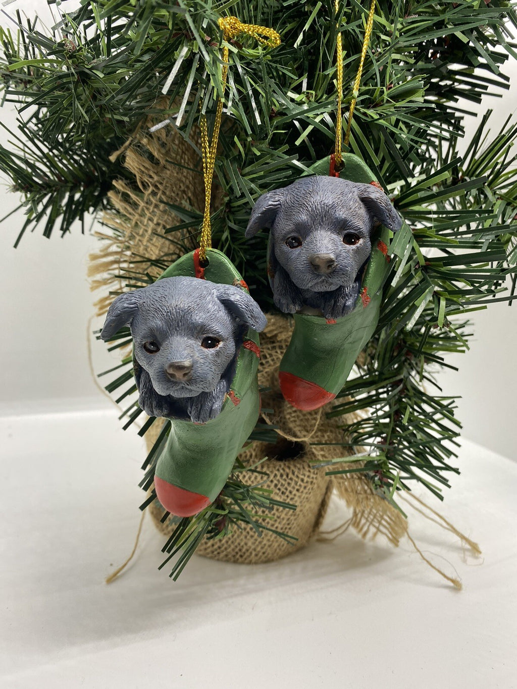 Staffordshire Staffy  Dog Puppy Christmas Xmas Tree Decoration Statue Home Blue