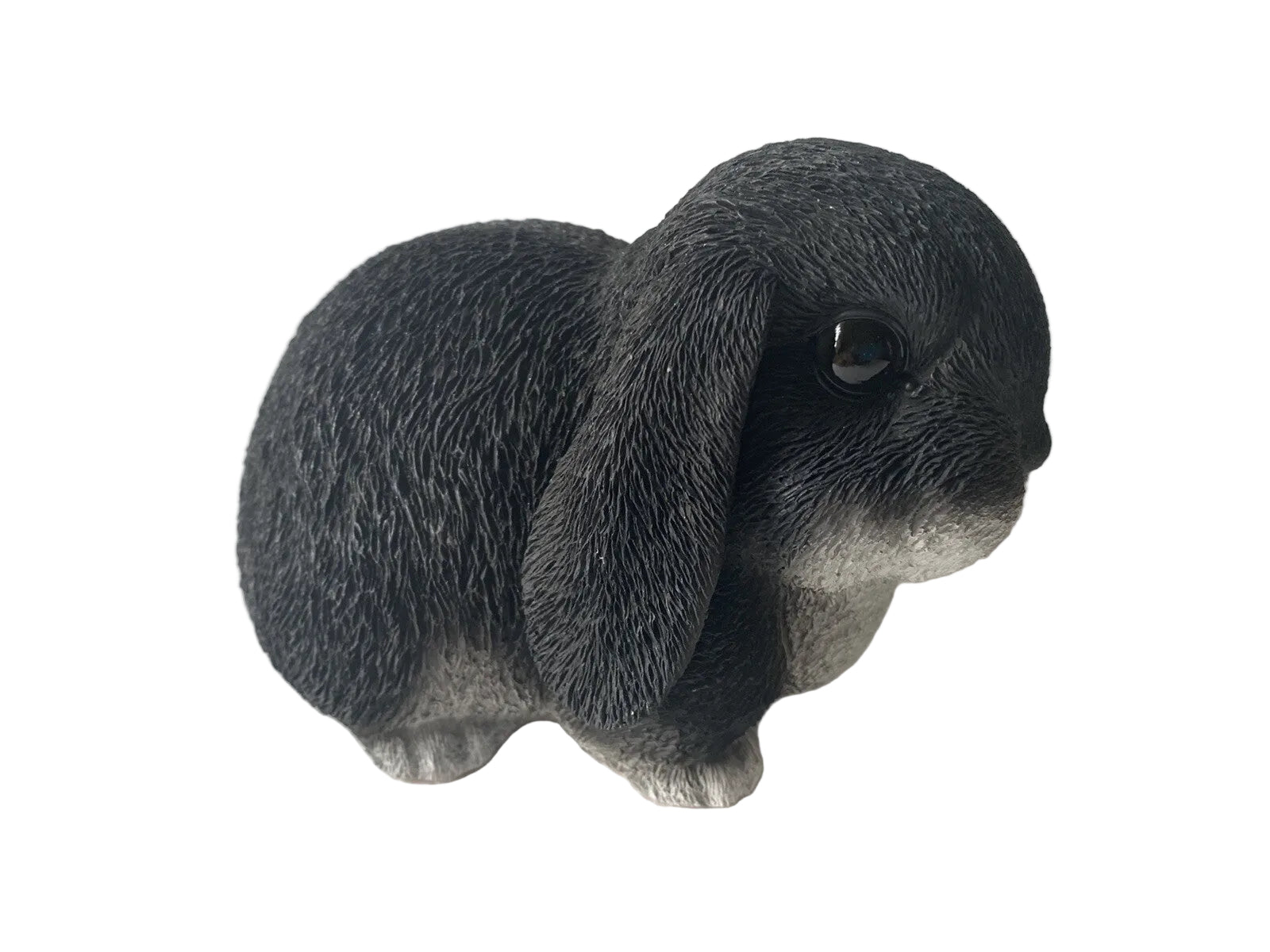 RABBIT BUNNY MINI LOP ANIMAL GARDEN STATUE ORNAMENT FIGURINE BLACK WHITE