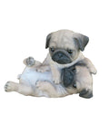 Pug Statue Puppies Playing Dog Doggy Memorial Ornament Home Decor Brown