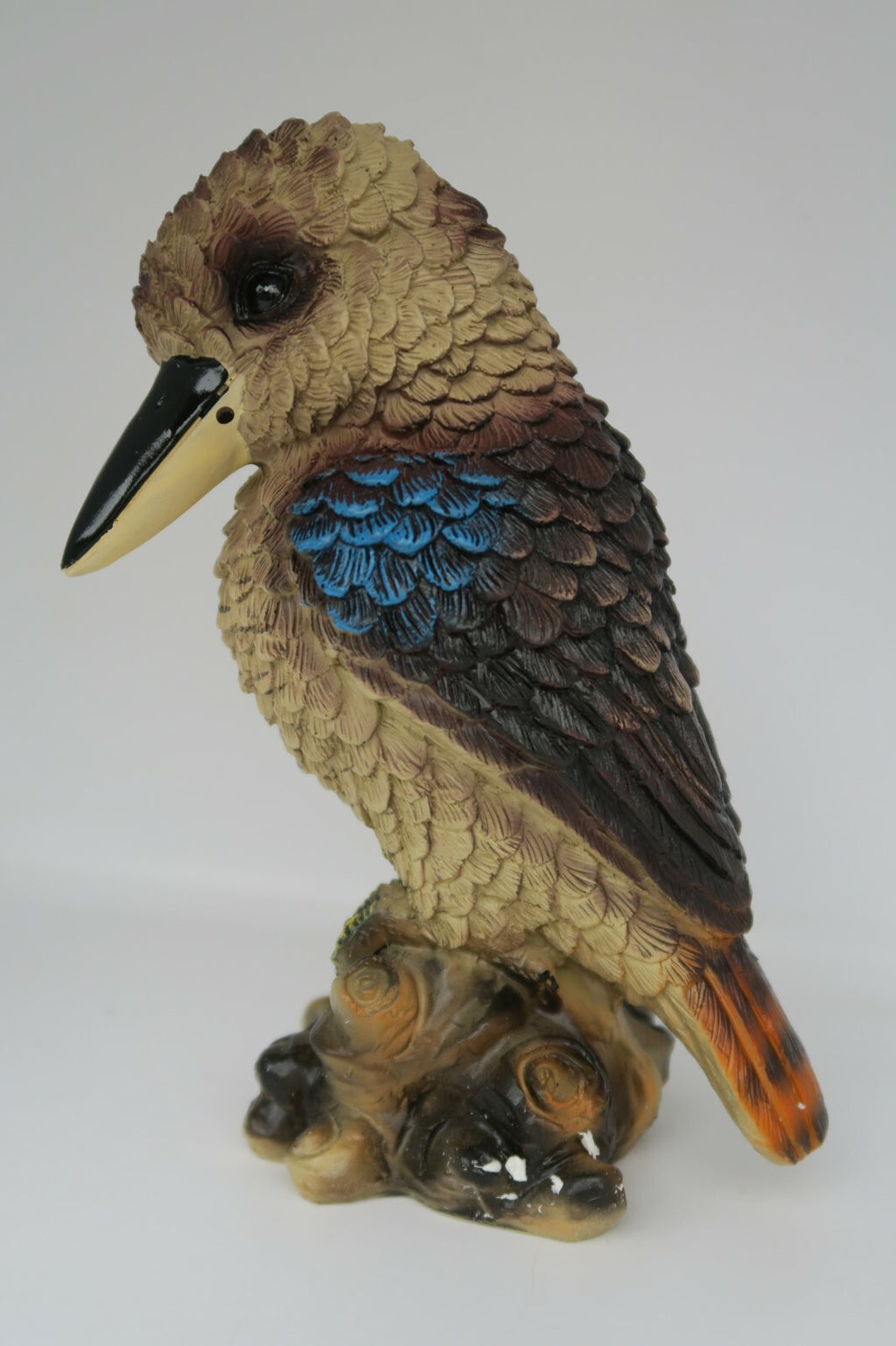 AUSTRALIAN KOOKABURRA BIRD ON A BRANCH ANIMAL GARDEN STATUE ORNAMENT GIFT