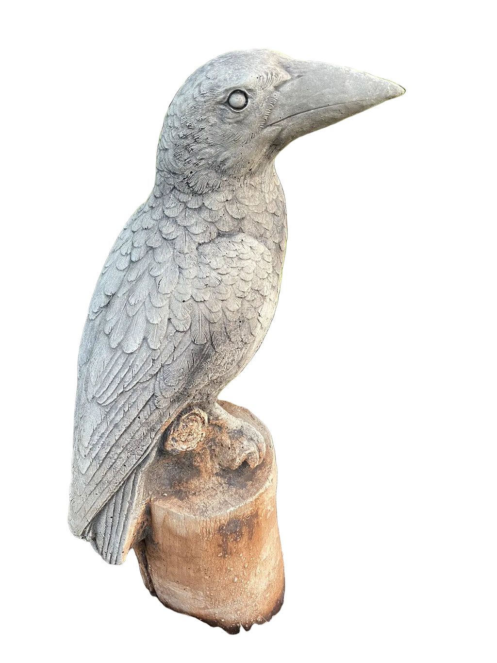 Magpie on Stump Bird Statue Ornament Animal Concrete Garden Australian Made