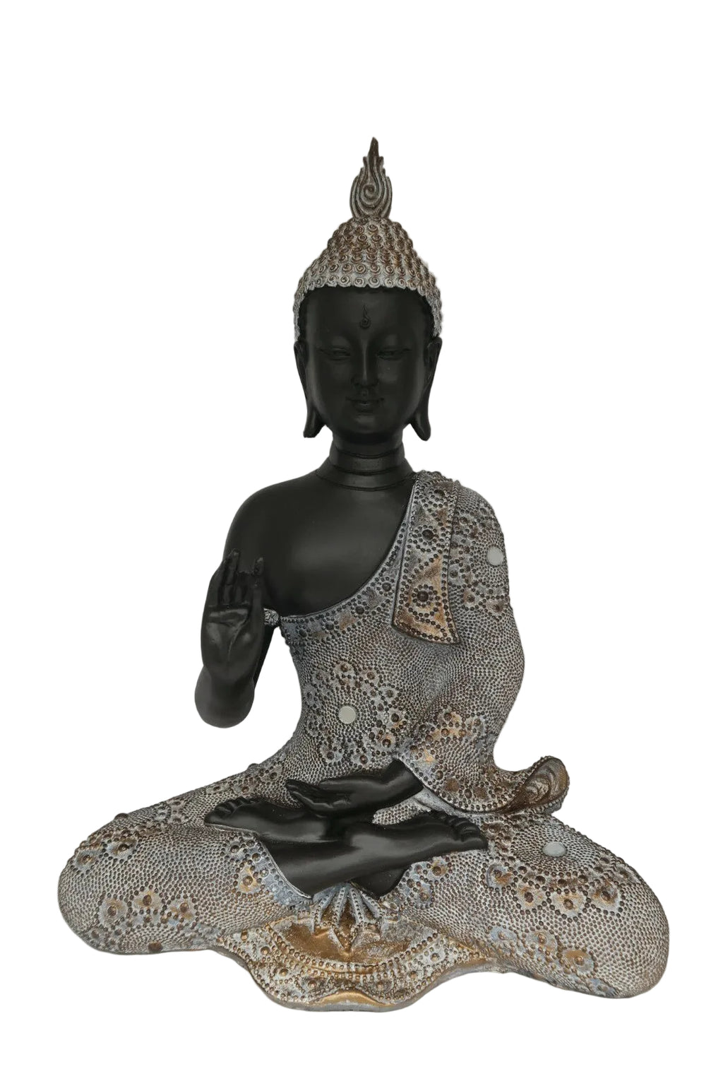 Meditating Buddha In Boho Tribal Robe  Statue Ornament Figurine Home Decor