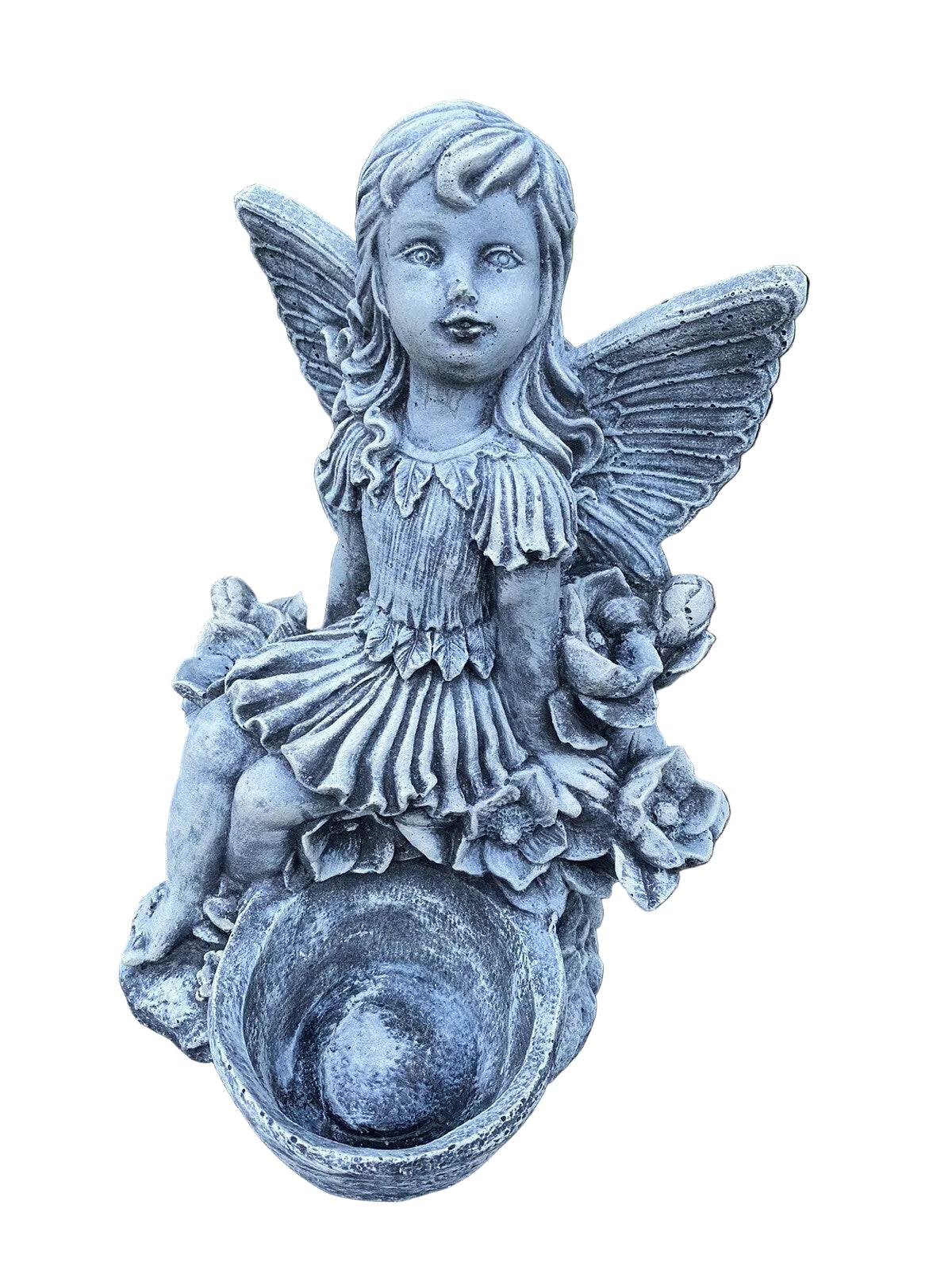 Fairy Bird Feeder Statue Ornament Animal Concrete Cement Garden Australian Made