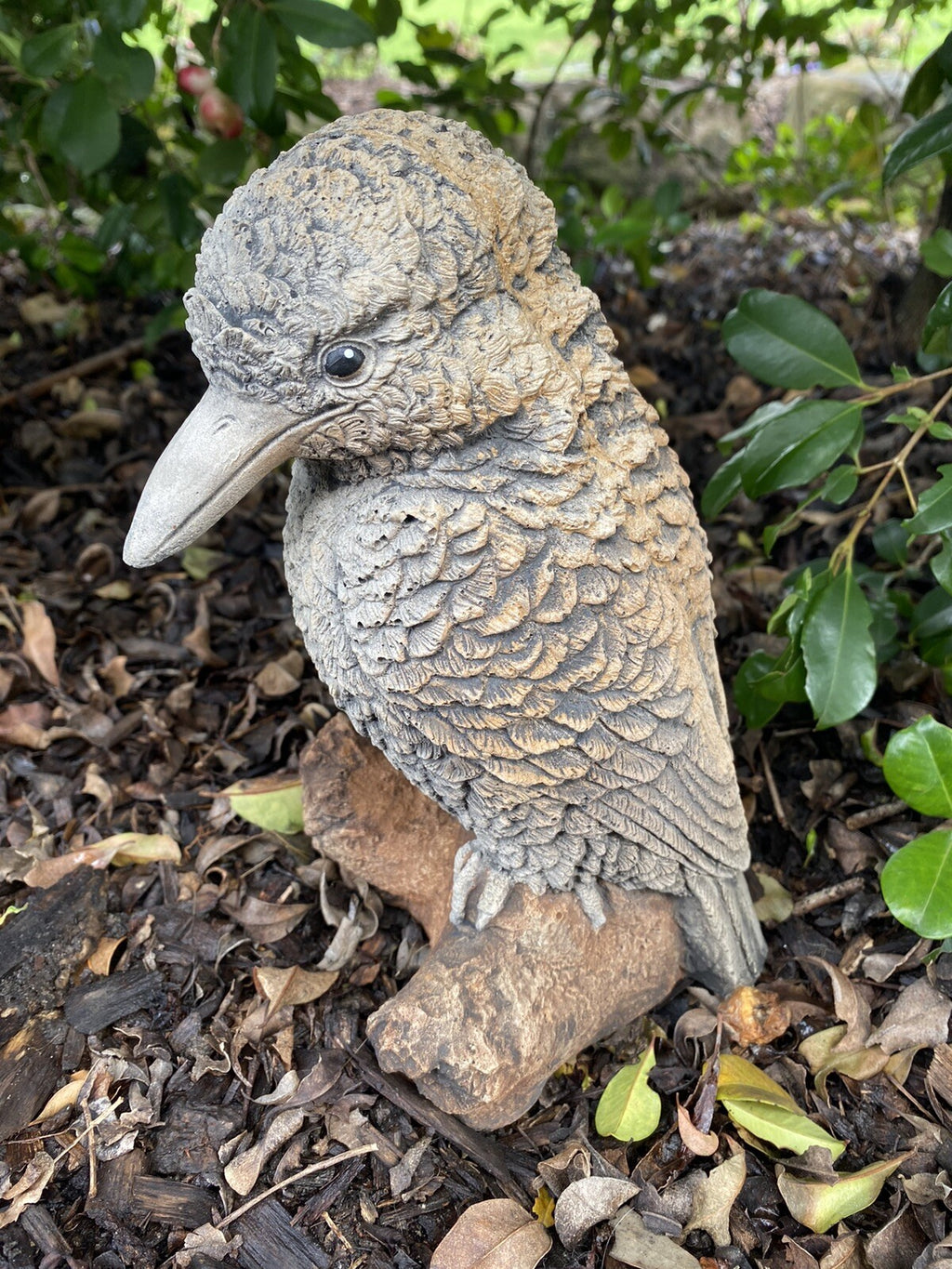 Kookaburra Bird On A Log  Statue Ornament Animal Concrete Garden Australian Made