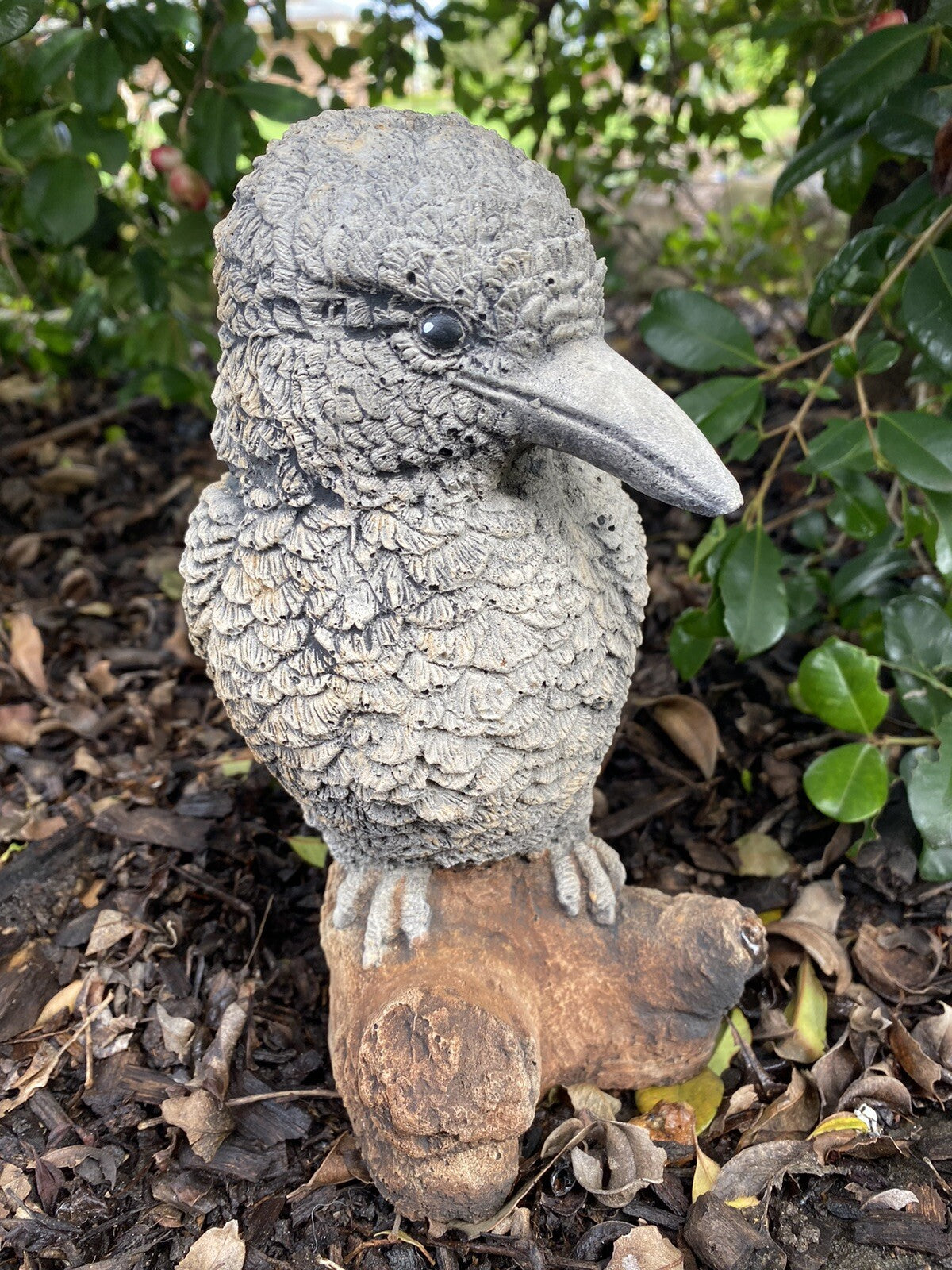 Kookaburra Bird On A Log  Statue Ornament Animal Concrete Garden Australian Made